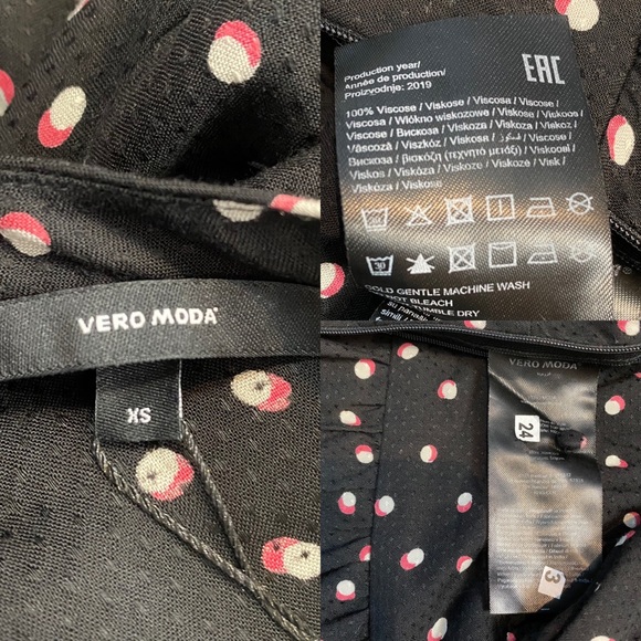 NWT Vero Moda Black Polka Dot Bow Tie Top XS - Picture 12 of 16